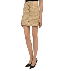 Yellow and White Tweed Mini Skirt in XS